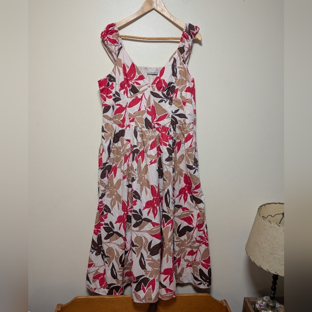 Abercrombie & Fitch Floral Maxi Dress Red Tan Brown White Women’s XL - Picture 1 of 7